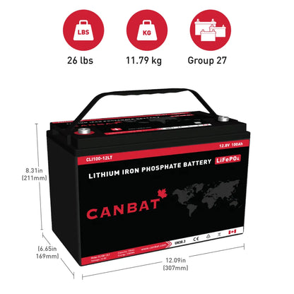 Batterie lithium-ion 12 V 100 Ah pour temps froid (LiFePO4) 